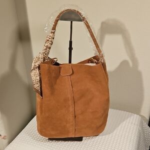 Chic Tan Suede Shoulder Bag